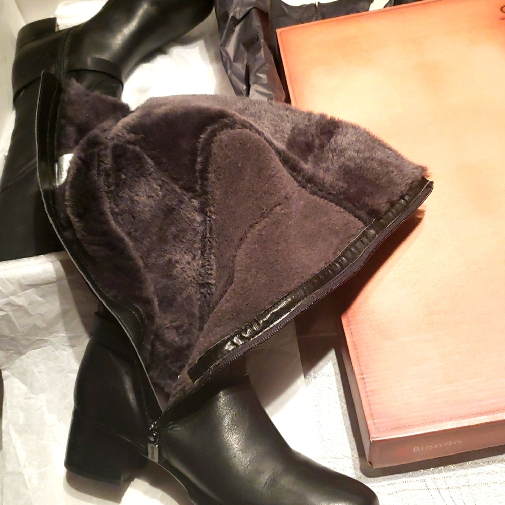 Blondo NEW Fabrizia Waterproof Tall Riding Boots Genuine Shearling Lamb Leather - Picture 14 of 17